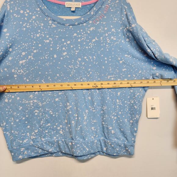 P.J. Salvage Pullover Pajama Top Size L Blue Splatter Flick Of The Brush Relaxed - Picture 11 of 16
